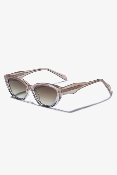 Şeffaf kahverengi kedi göz güneş gözlüğü, modern stil ve koruyucu lens
