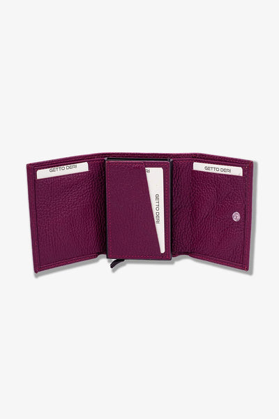 Prag Mekanizmalı Hakiki Deri Cüzdan