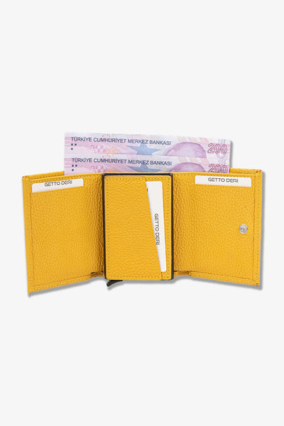 Prag Mekanizmalı Hakiki Deri Cüzdan