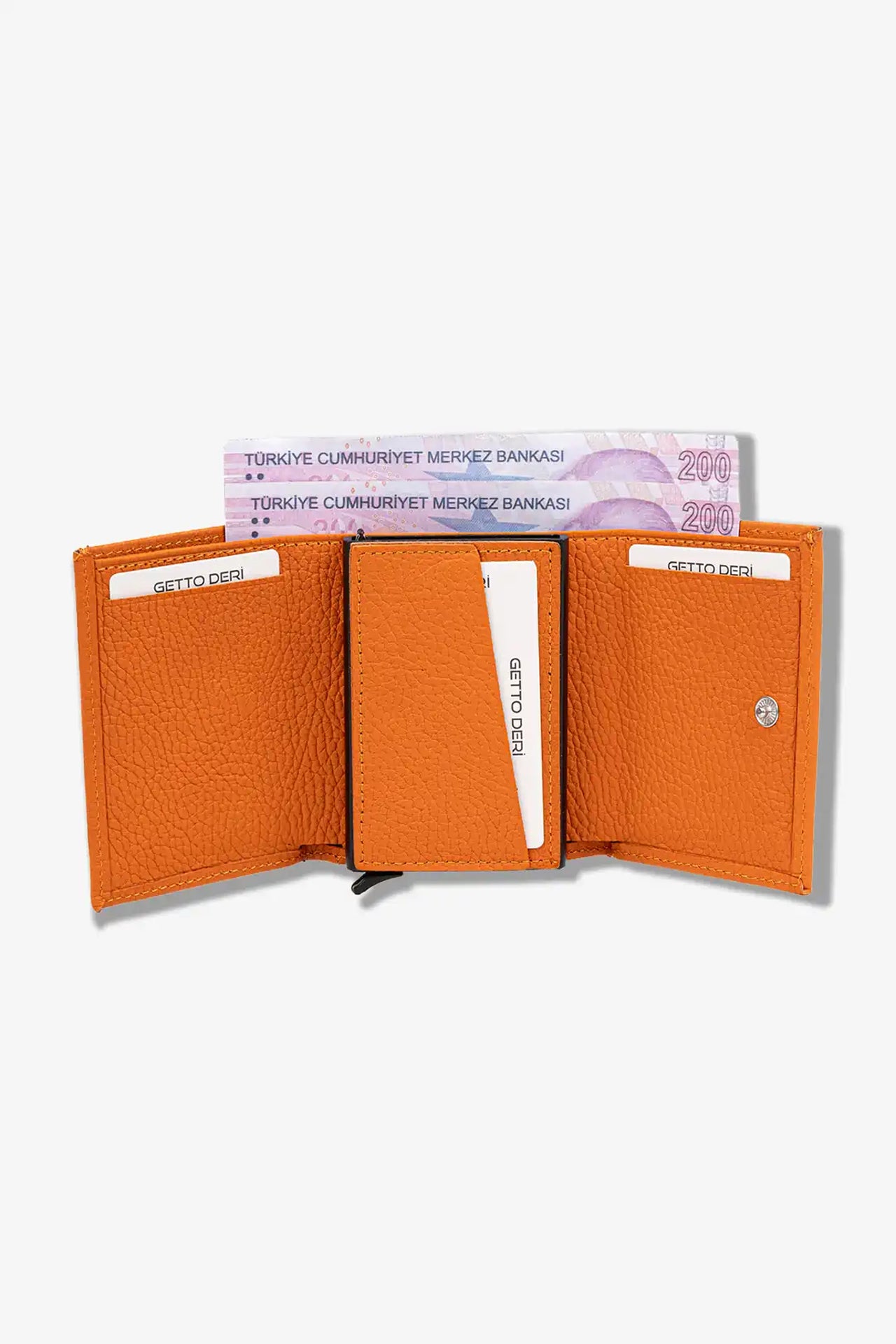 Prag Mekanizmalı Hakiki Deri Cüzdan