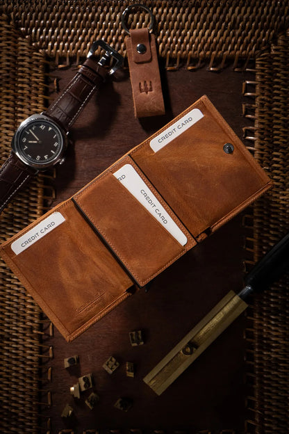 Prag Mekanizmalı Hakiki Deri Cüzdan