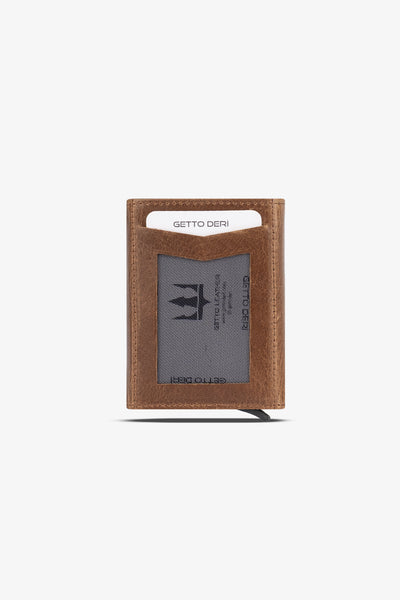 Prag Mekanizmalı Hakiki Deri Cüzdan