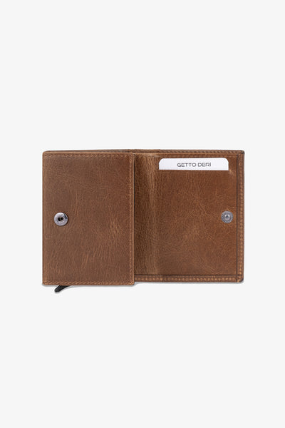 Prag Mekanizmalı Hakiki Deri Cüzdan