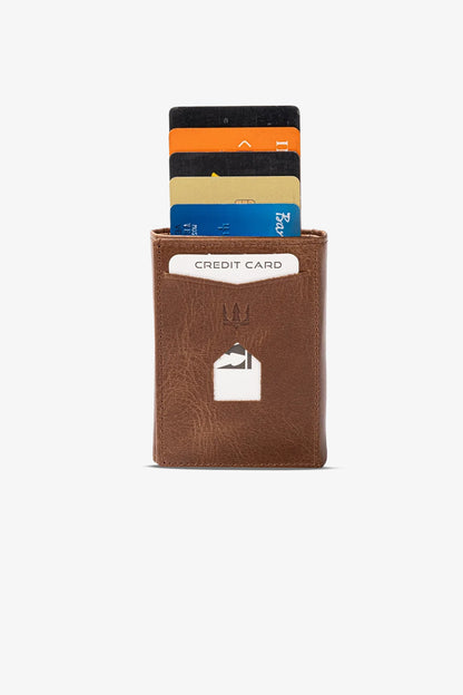 Prag Mekanizmalı Hakiki Deri Cüzdan