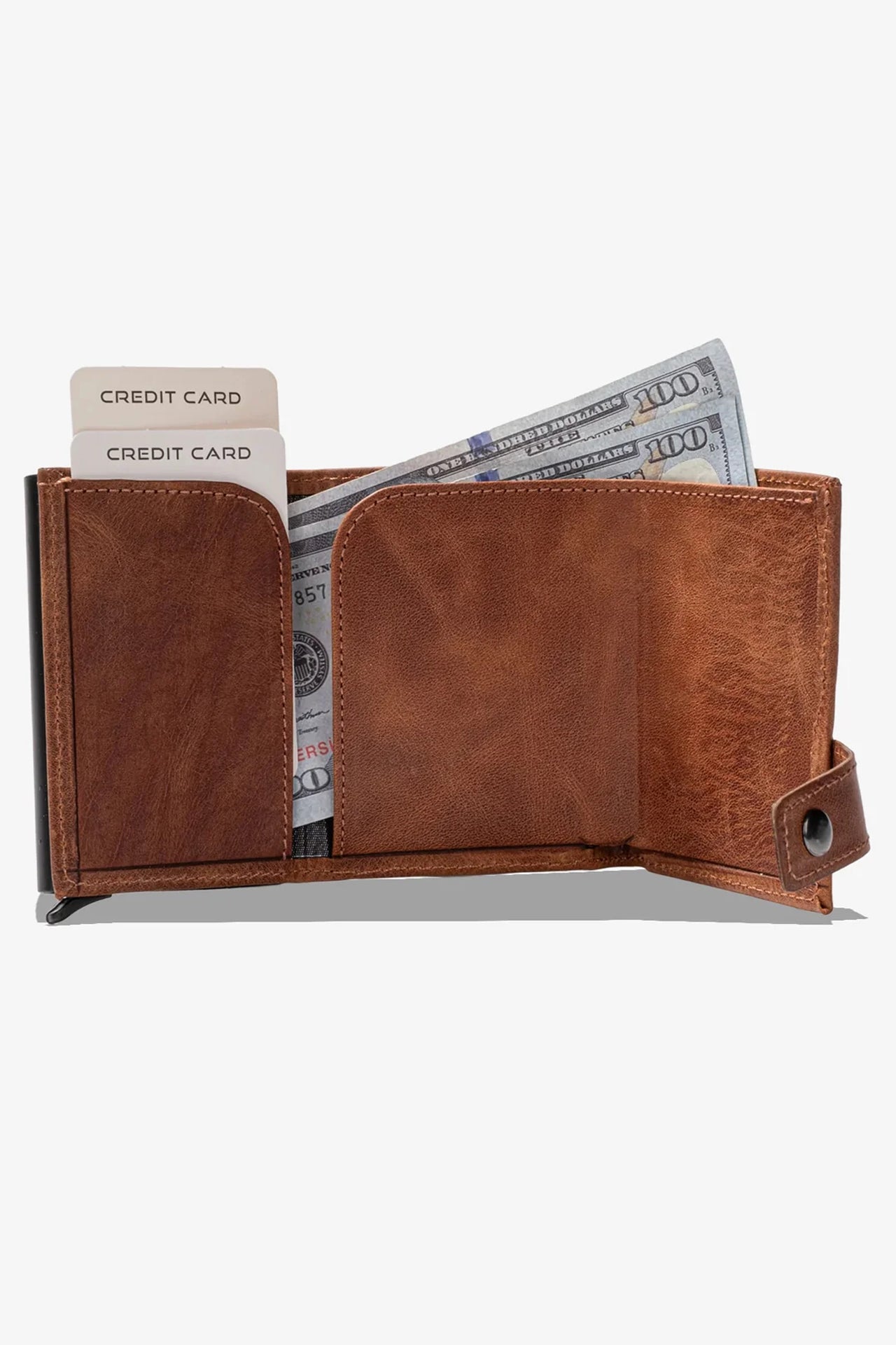 Moon Mekanizmalı Hakiki Deri Minimal Cüzdan