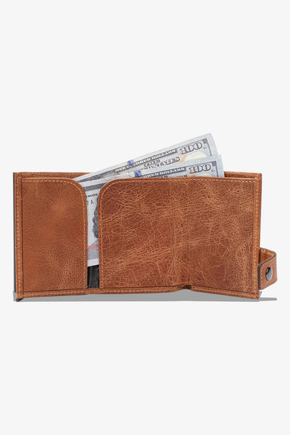 Moon Mekanizmalı Hakiki Deri Minimal Cüzdan