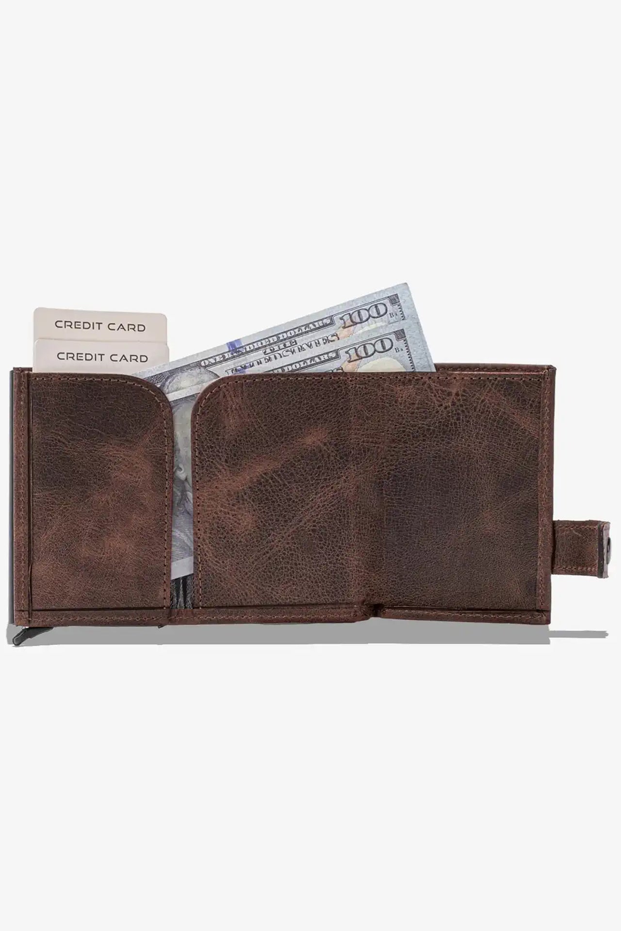 Moon Mekanizmalı Hakiki Deri Minimal Cüzdan