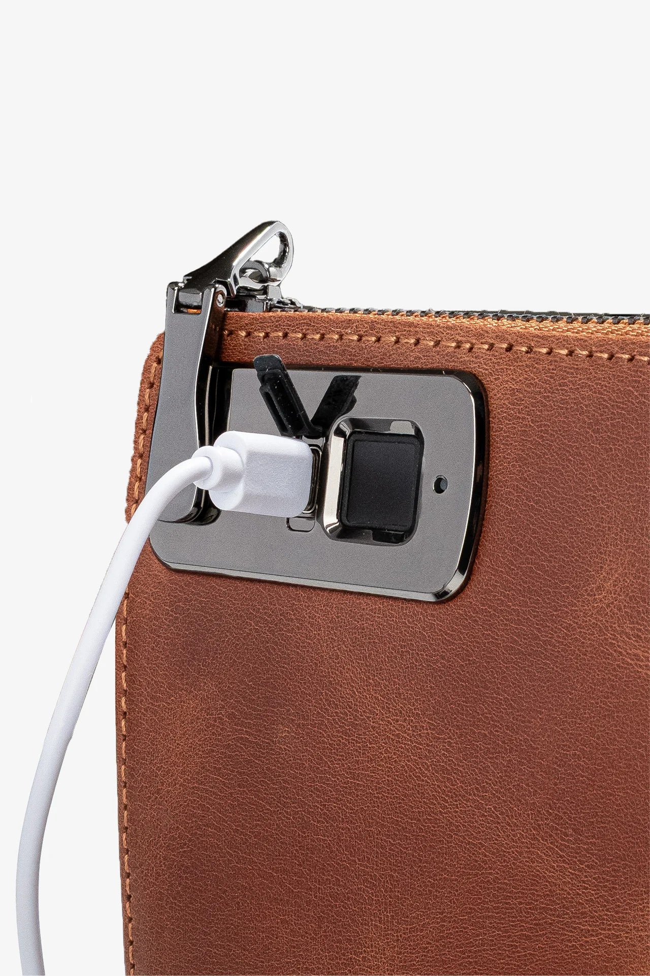 Trace Parmak İzi Okuyucu Hakiki Deri El Çantası