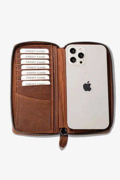 Luis Fermuarlı Telefon Hazneli Deri Cüzdan