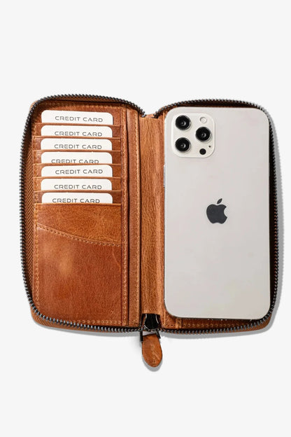 Luis Fermuarlı Telefon Hazneli Deri Cüzdan