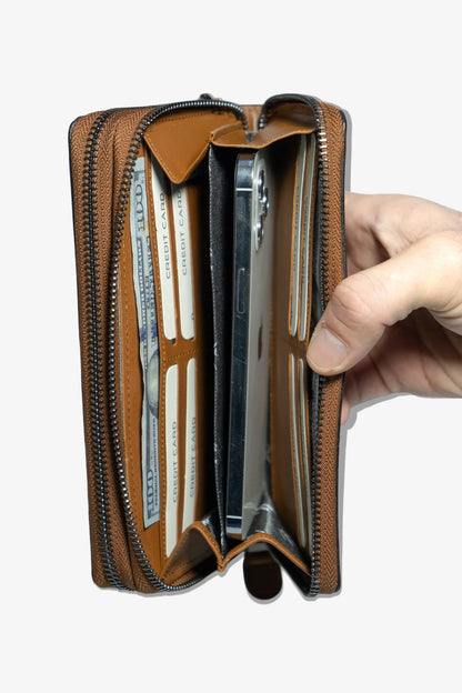 Alecra Çift Telefon Hazneli Deri Portföy