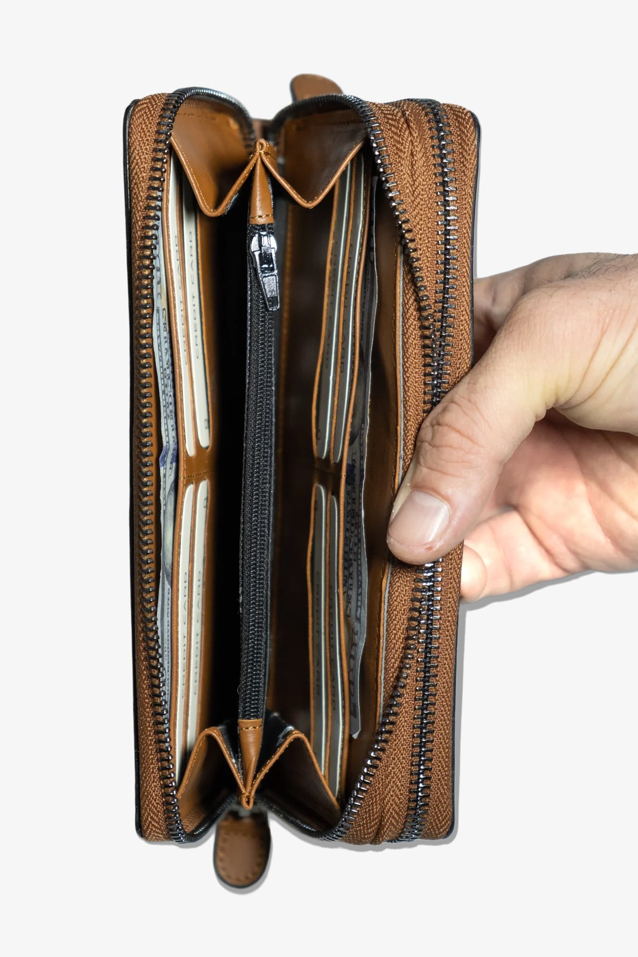 Alecra Çift Telefon Hazneli Deri Portföy