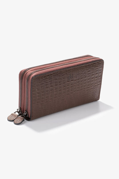 Alecra Çift Telefon Hazneli Deri Portföy