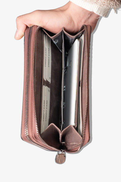 Alecra Çift Telefon Hazneli Deri Portföy