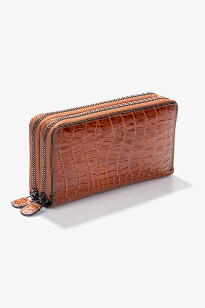 Alecra Çift Telefon Hazneli Deri Portföy