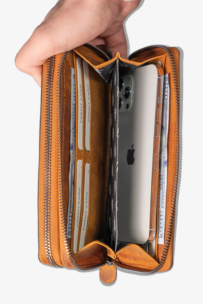 Alecra Çift Telefon Hazneli Deri Portföy