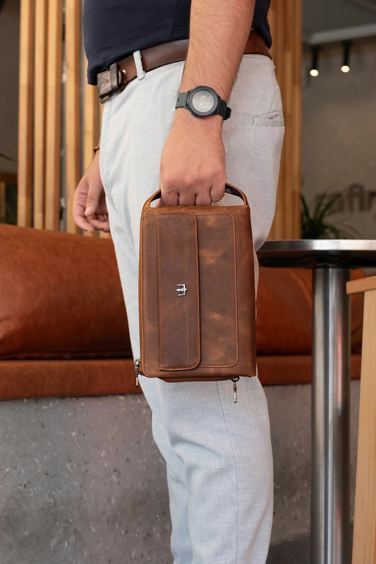 Ombre Hakiki Deri El Çantası