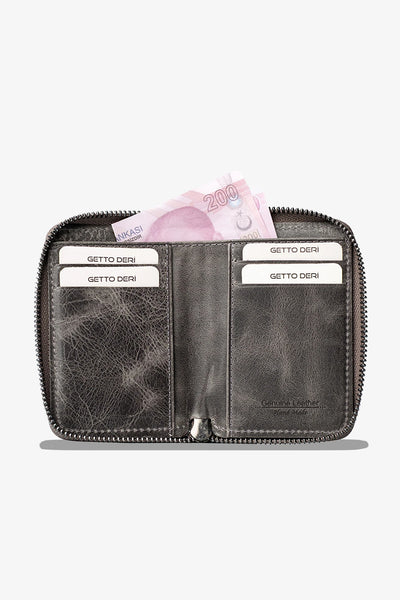 Zip Hakiki Deri Fermuarlı Cüzdan