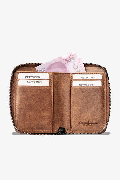 Zip Hakiki Deri Fermuarlı Cüzdan