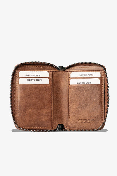 Zip Hakiki Deri Fermuarlı Cüzdan