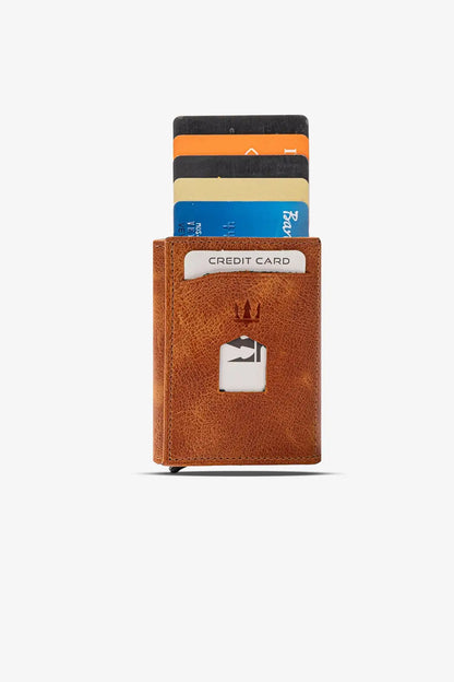 Prag Mekanizmalı Hakiki Deri Cüzdan