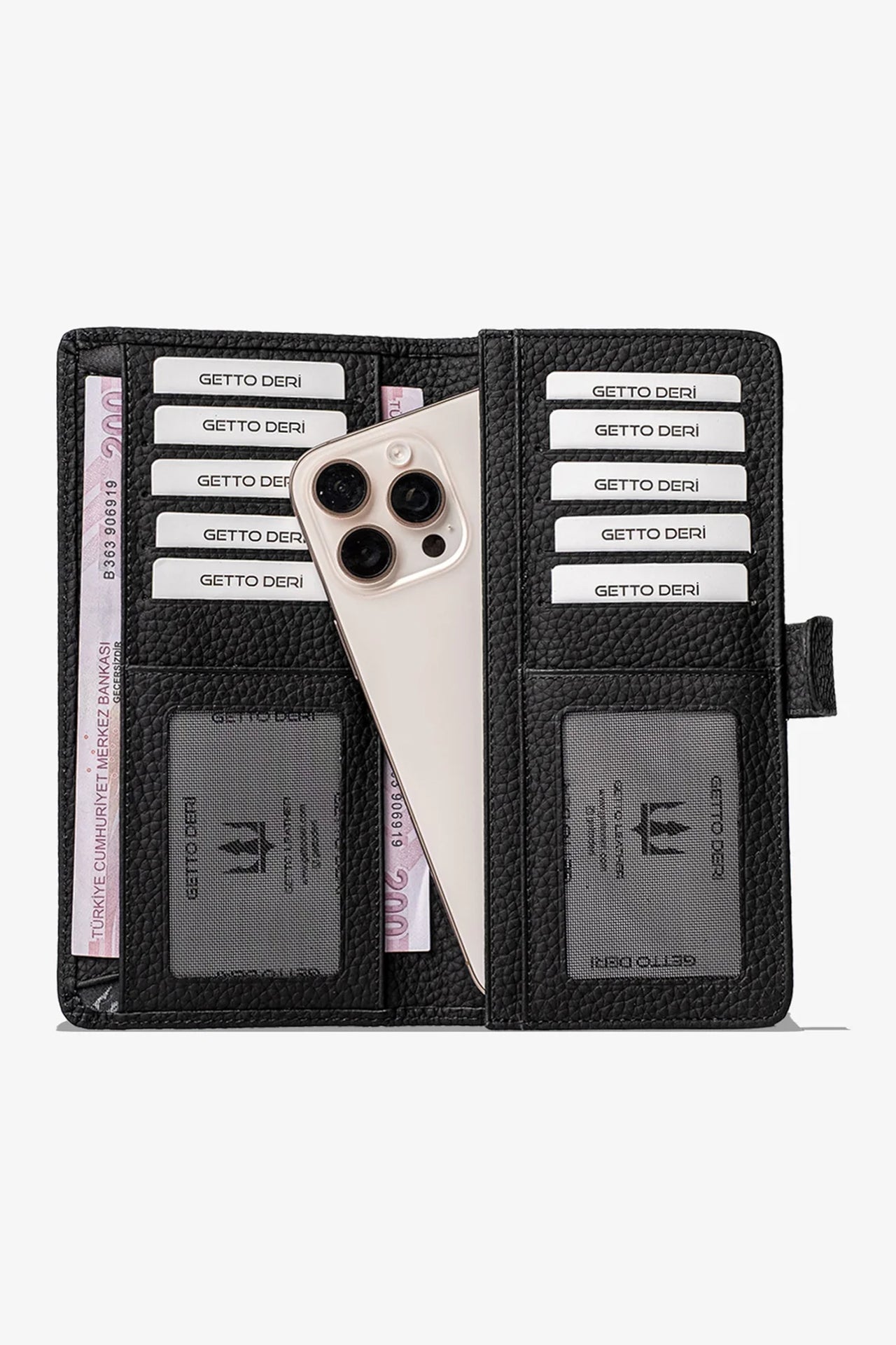 Lucas Hakiki Deri Telefon Cüzdanı