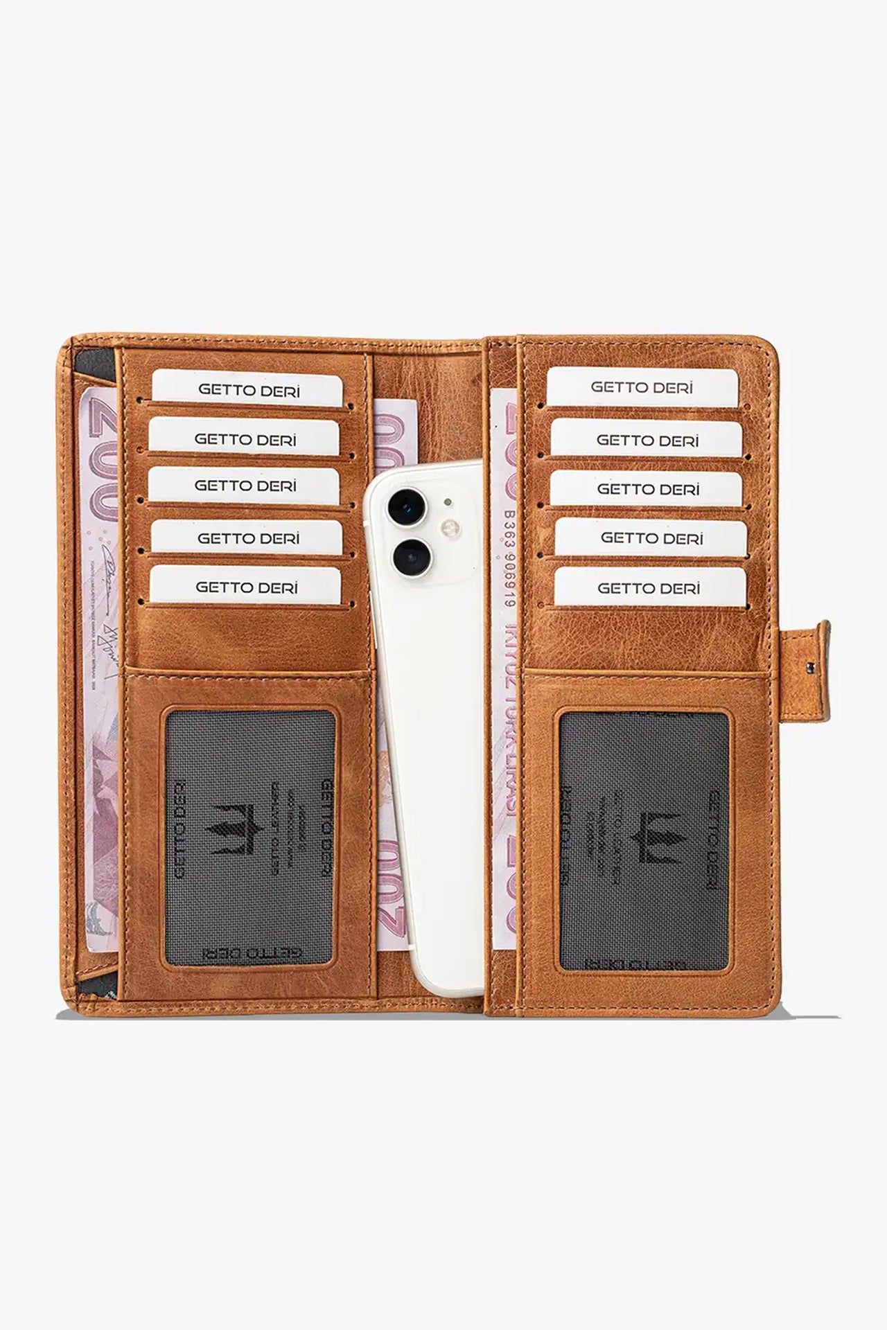 Lucas Hakiki Deri Telefon Cüzdanı