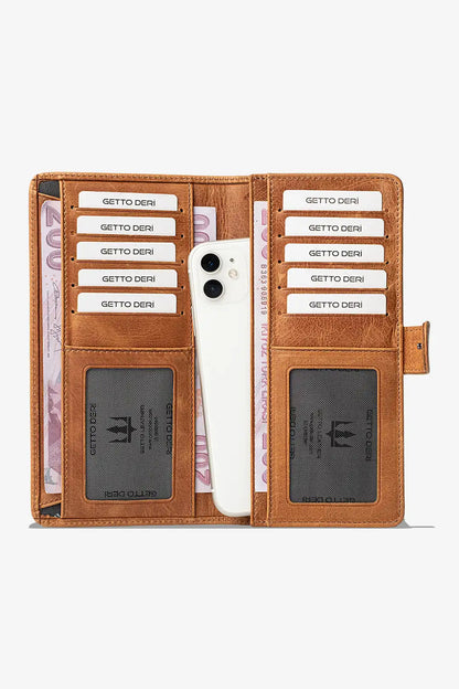 Lucas Hakiki Deri Telefon Cüzdanı