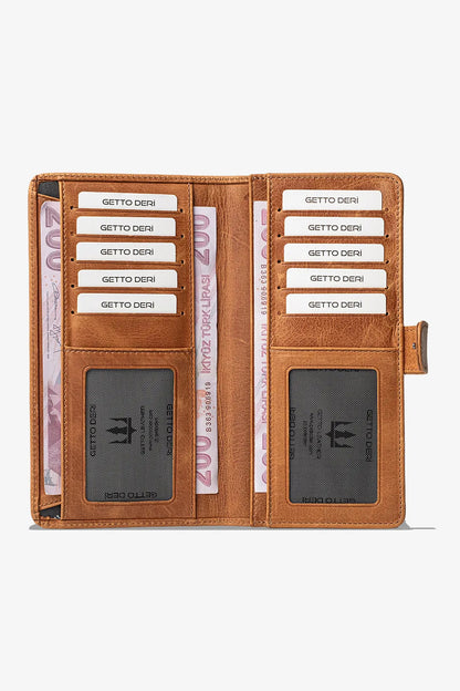 Lucas Hakiki Deri Telefon Cüzdanı