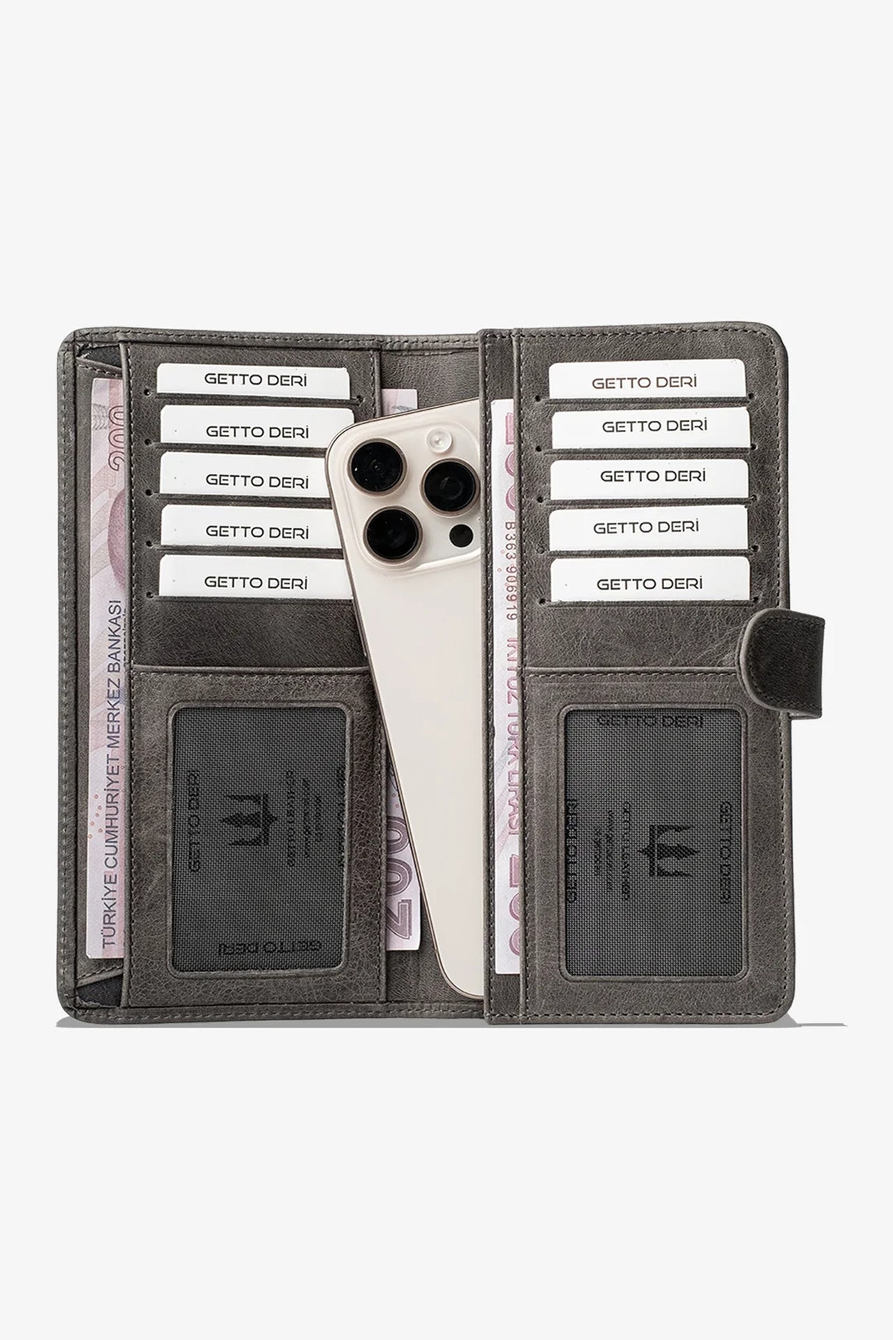 Lucas Hakiki Deri Telefon Cüzdanı