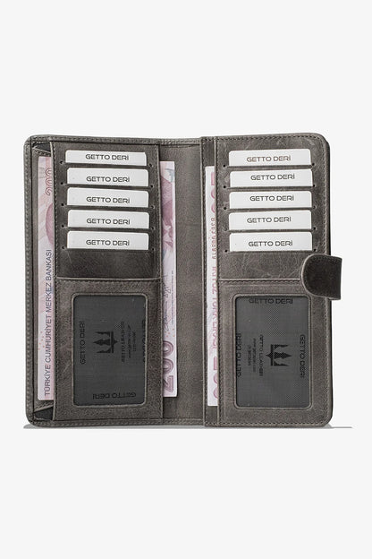 Lucas Hakiki Deri Telefon Cüzdanı