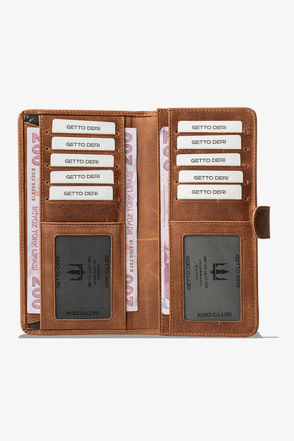 Lucas Hakiki Deri Telefon Cüzdanı