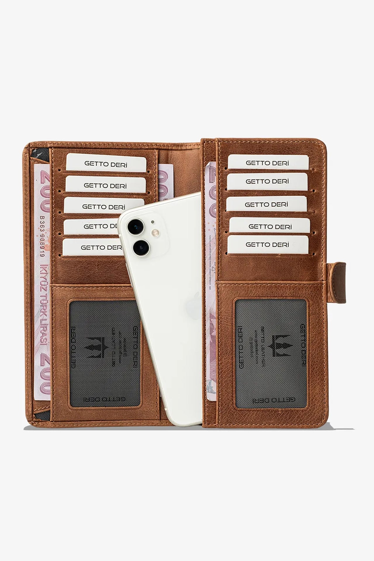 Lucas Hakiki Deri Telefon Cüzdanı