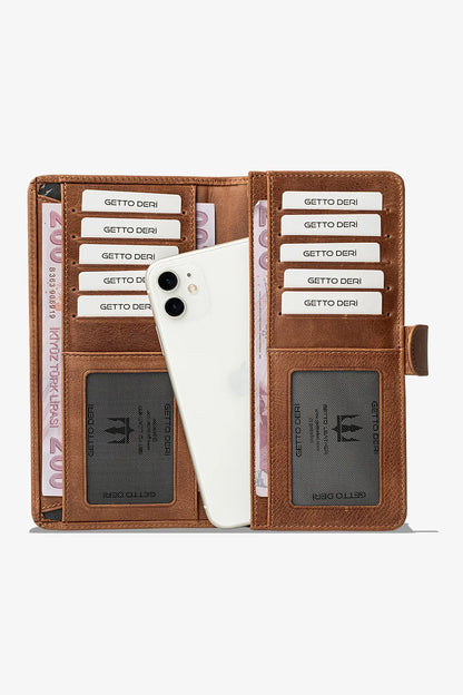 Lucas Hakiki Deri Telefon Cüzdanı