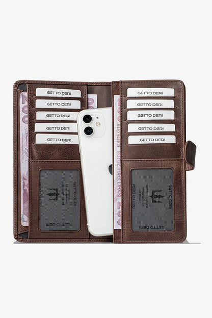 Lucas Hakiki Deri Telefon Cüzdanı