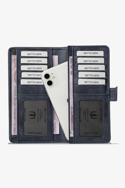 Lucas Hakiki Deri Telefon Cüzdanı