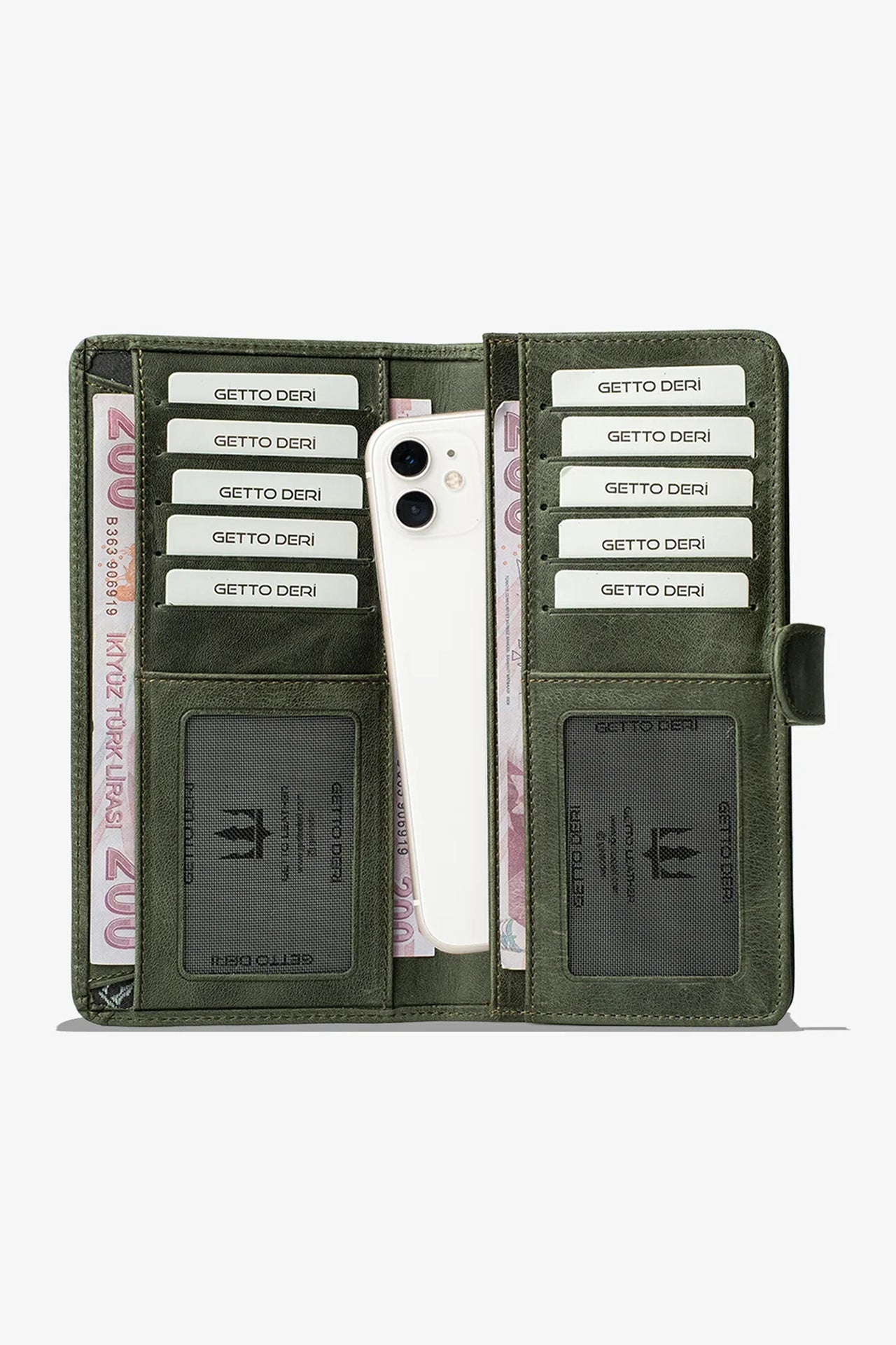 Lucas Hakiki Deri Telefon Cüzdanı