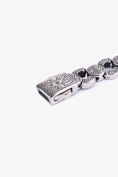 Gümüş kaplama, desenli metal kemer tokası ve halkaları