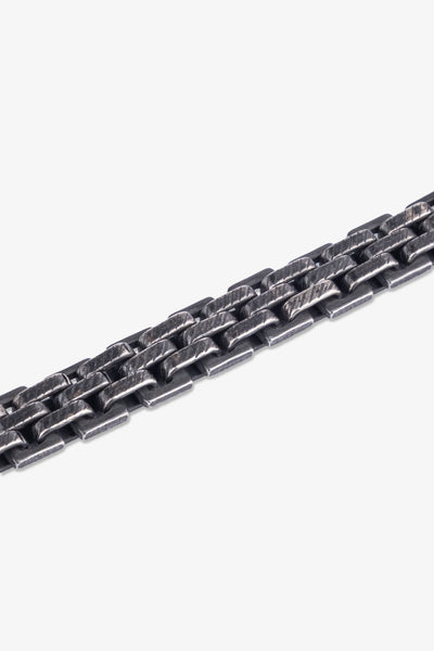 Koyu gümüş rengi, zincir desenli metal bileklik