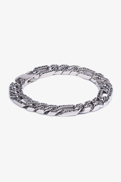 Gümüş renkli, desenli metal bileklik