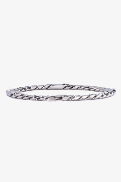Gümüş renkli, zincir desenli metal bileklik