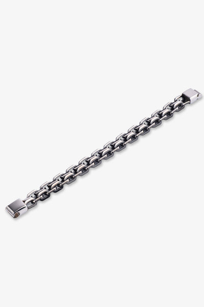 Gri metal zincirli erkek bileklik, modern tasarım
