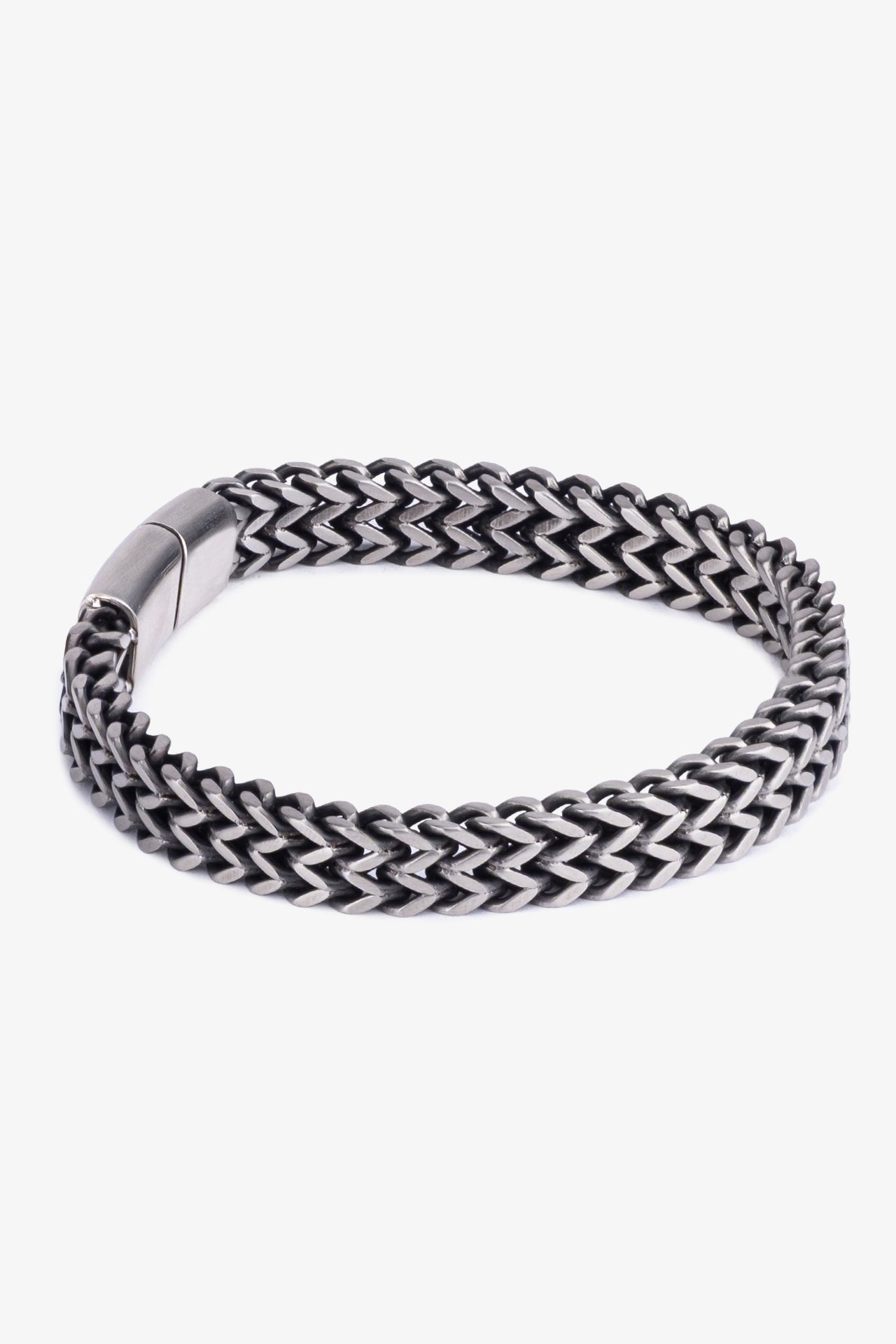 Gri metal zincir bileklik, paslanmaz çelik, erkek aksesuarı