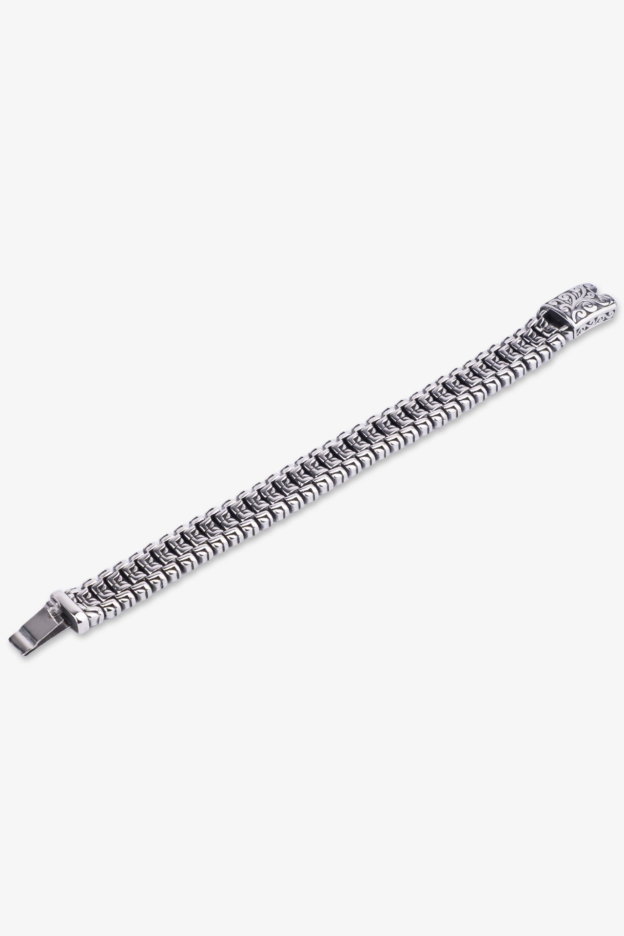 Gümüş renkli, desenli metal bileklik