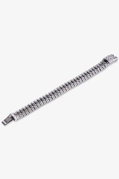 Gümüş renkli, desenli metal bileklik