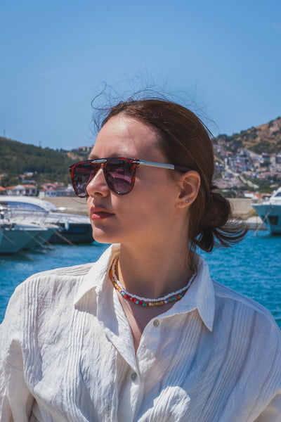 Kaplumbağa desenli güneş gözlüğü, mor lensli, yazlık stil