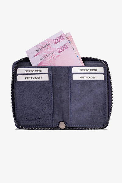 Zip Hakiki Deri Fermuarlı Cüzdan