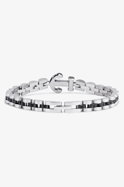 Gümüş ve siyah metal bileklik, modern tasarım