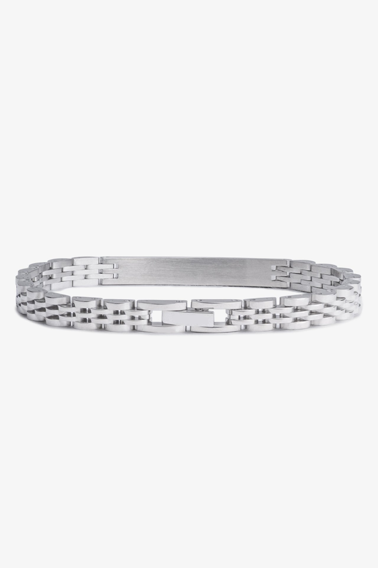 Gümüş renkli metal bileklik, zincir desenli modern tasarım