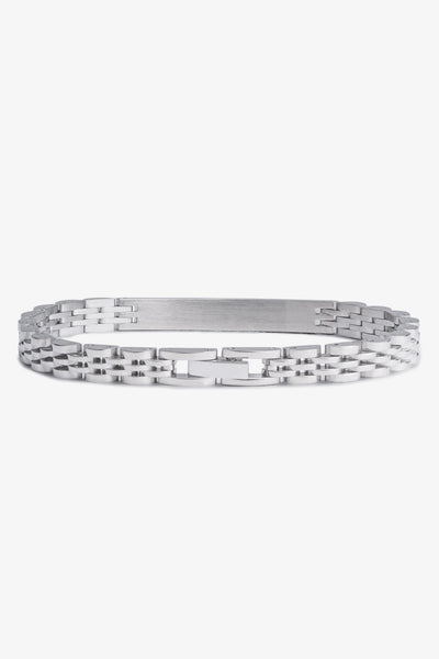 Gümüş renkli metal bileklik, zincir desenli modern tasarım